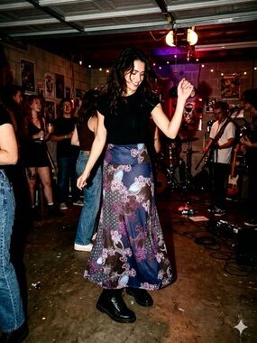 24Seven Purple Blue Floral Y2K 90's Classic Maxi Skirt Size Medium New with tags